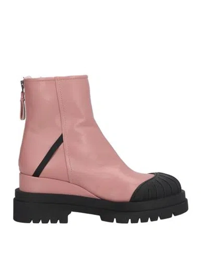 Premiata Woman Ankle Boots Antique Rose Size 8 Leather, Rubber In Pink
