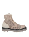 Premiata Woman Ankle Boots Sand Size 6 Leather, Textile Fibers In Beige