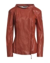 Premiata Woman Jacket Tan Size 6 Soft Leather In Brown