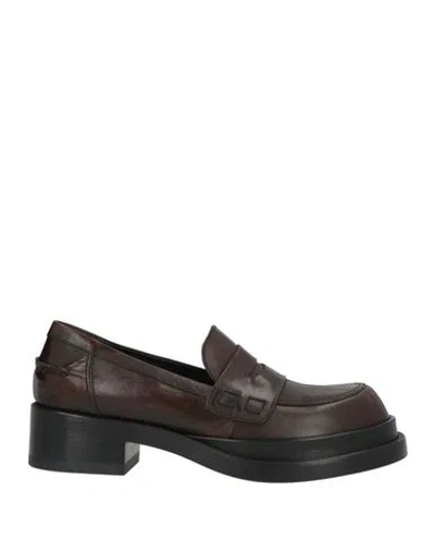 Premiata Woman Loafers Dark Brown Size 8 Leather