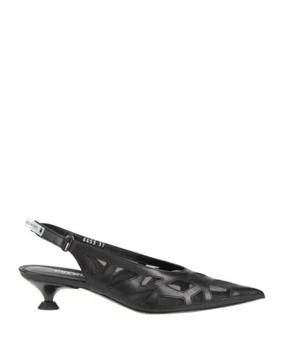 Premiata Woman Pumps Black Size 7 Leather, Textile Fibers