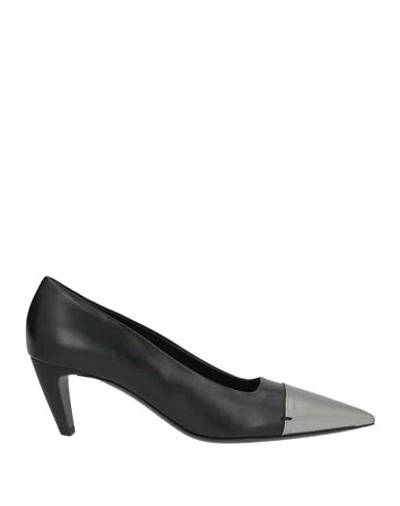 Premiata Woman Pumps Charcoal Size 8 Leather In Black