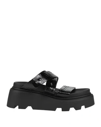 Premiata Woman Sandals Black Size 7 Leather