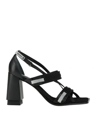 Premiata Woman Sandals Black Size 8 Leather, Textile Fibers