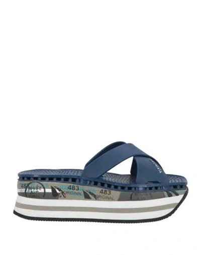 Premiata Woman Sandals Blue Size 4 Rubber