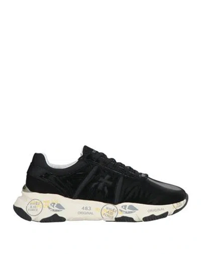 Premiata Woman Sneakers Black Size 7 Leather, Textile Fibers