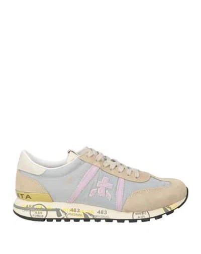 Premiata Woman Sneakers Khaki Size 7 Leather, Textile Fibers, Synthetic Material In Multi