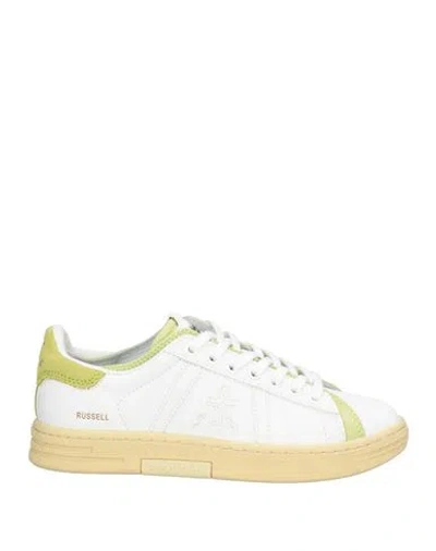 Premiata Woman Sneakers White Size 7 Leather, Textile Fibers, Synthetisches Material In Multi
