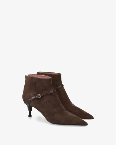 Premiata Women's Low Ankle Pointed Toe Bootie In Chocolate In Gold