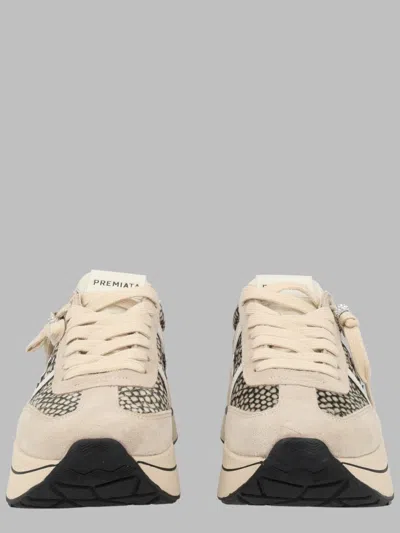 Premiata Multicolour Beige Suede Snake Print Sneakers
