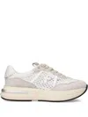 Premiata Luxe Mesh And Suede White Sneakers In Nero