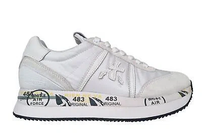 Pre-owned Premiata Women's Sneakers Shoes In Leather And Nylon Conny_5617 White