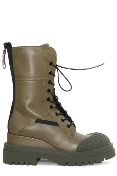 Premiata Lace-up Leather Ankle Boots In Green