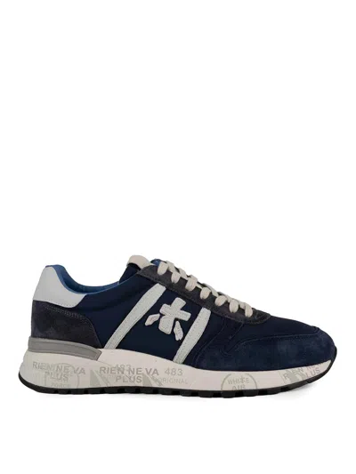 Premiata Leather And Nylon Sneakers In Blue