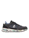 Premiata Low-top Sneakers With Graphic Text Accents In Blue