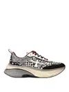 Premiata Hill Sneakers In Black And White Pony Hair With Black Suede And White Leather Inserts In Multi