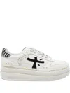Premiata Low Top Sneakers With Animal Print Accent In White