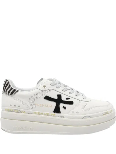 PREMIATA ZEBRA-MOTIF PLATFORM SNEAKERS