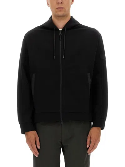 Premiata Zip Sweatshirt With Contrasting Fabric Panel In Black