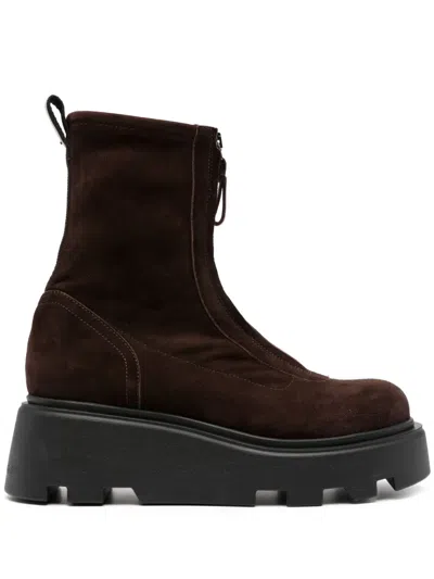 Premiata Zip-up Ankle-length Suede Boots In Brown