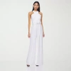 Premier Amour Belted Womens Halter Neck Sleeveless Belted Jumpsuit In White