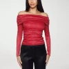 Premier Amour Off The Shoulder Womens Straight Neck Long Sleeve Blouse In Red