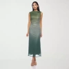 Premier Amour Ombre Womens Sleeveless Midi Sheath Dress In Green