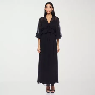Premier Amour Womens 3/4 Sleeve Maxi Dress In Black