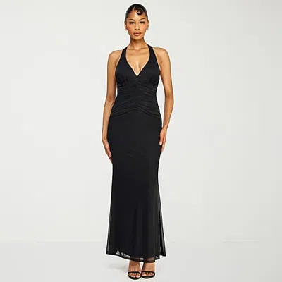 Premier Amour Womens Halter Neck Sleeveless Evening Gown In Black