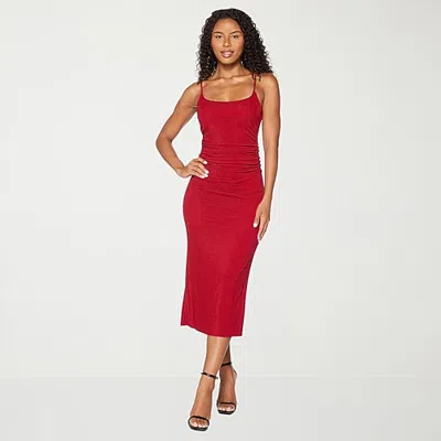 Premier Amour Womens Midi Scoop Neck Sleeveless Sheath Dress In Red