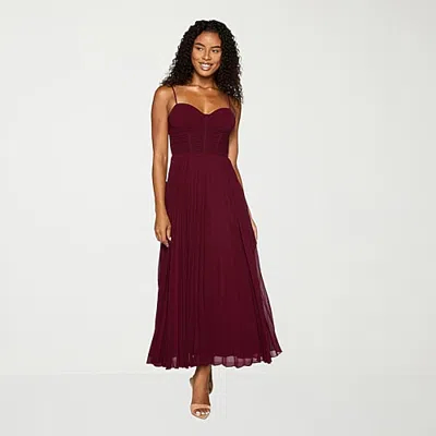 Premier Amour Womens Midi Sweetheart Neck Sleeveless Evening Gown In Red