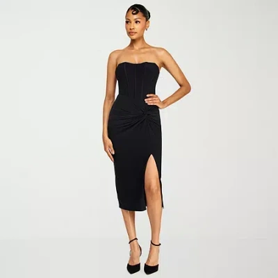 Premier Amour Womens Midi Sweetheart Neck Sleeveless Sheath Dress In Black