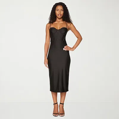Premier Amour Womens Midi Sweetheart Neck Sleeveless Sheath Dress In Black