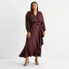 Premier Amour Womens Plus Long Sleeve High-low Maxi Dress In Purple