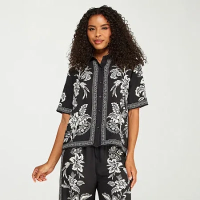 Premier Amour Womens Short Sleeve Blouse In Black
