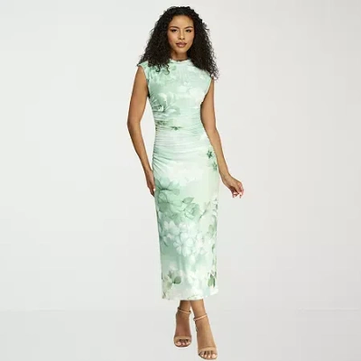 Premier Amour Womens Short Sleeve Floral Sheath Dress In Gray