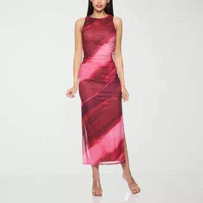 Premier Amour Womens Sleeveless Midi Sheath Dress In Red