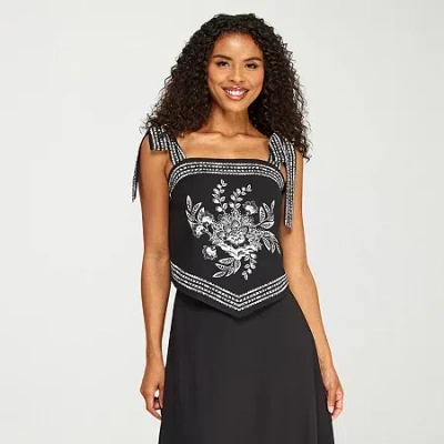 Premier Amour Womens Straight Neck Sleeveless Blouse In Black
