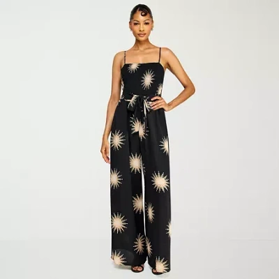 Premier Amour Womens Straight Neck Sleeveless Jumpsuit In Black