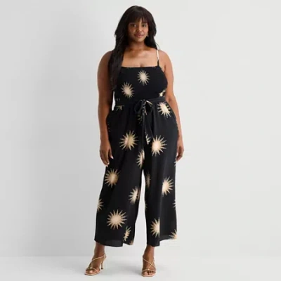 Premier Amour Womens Straight Neck Sleeveless Plus Jumpsuit In Black
