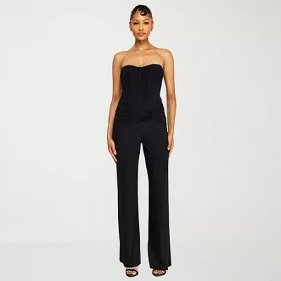 Premier Amour Womens Sweetheart Neck Sleeveless Jumpsuit In Black