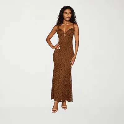 Premier Amour Womens V Neck Sleeveless Maxi Dress In Brown