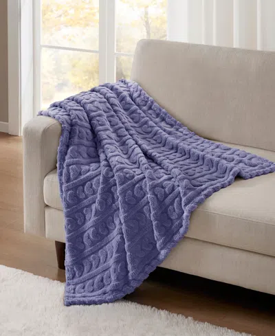 Premier Comfort Cozy Heart Jacquard Sherpa Throw, 50" X 60" In Blue