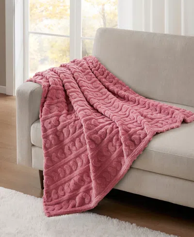 Premier Comfort Cozy Heart Jacquard Sherpa Throw, 50" X 60" In Pink