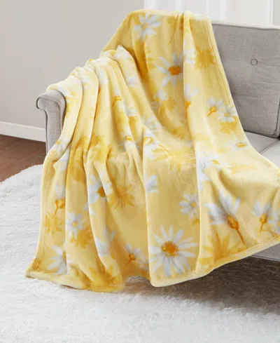 Premier Comfort Cozy Plush Printed Throw, 50" X 70", Created For Macy's In Ditsy Daisy Yellow