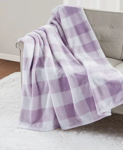 Premier Comfort Cozy Plush Printed Throw, 50" X 70", Created For Macy's In Purple Plaid