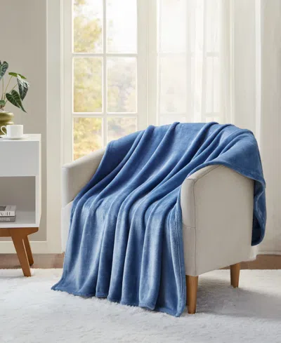 Premier Comfort Cozy Plush Printed Throw, 50" X 70", Exclusively At Macy's In Blue
