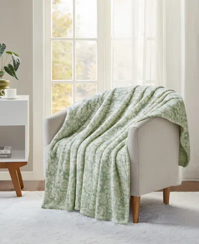 Premier Comfort Cozy Plush Printed Throw, 50" X 70", Exclusively At Macy's In Green Medallion
