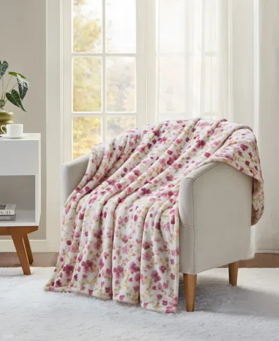 Premier Comfort Cozy Plush Printed Throw, 50" X 70", Exclusively At Macy's In Pink Floral