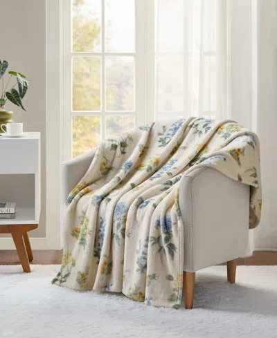 Premier Comfort Cozy Plush Printed Throw, 50" X 70", Exclusively At Macy's In Yellow Floral